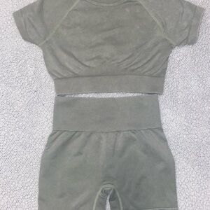 Olive Green Two-Piece Activewear Set